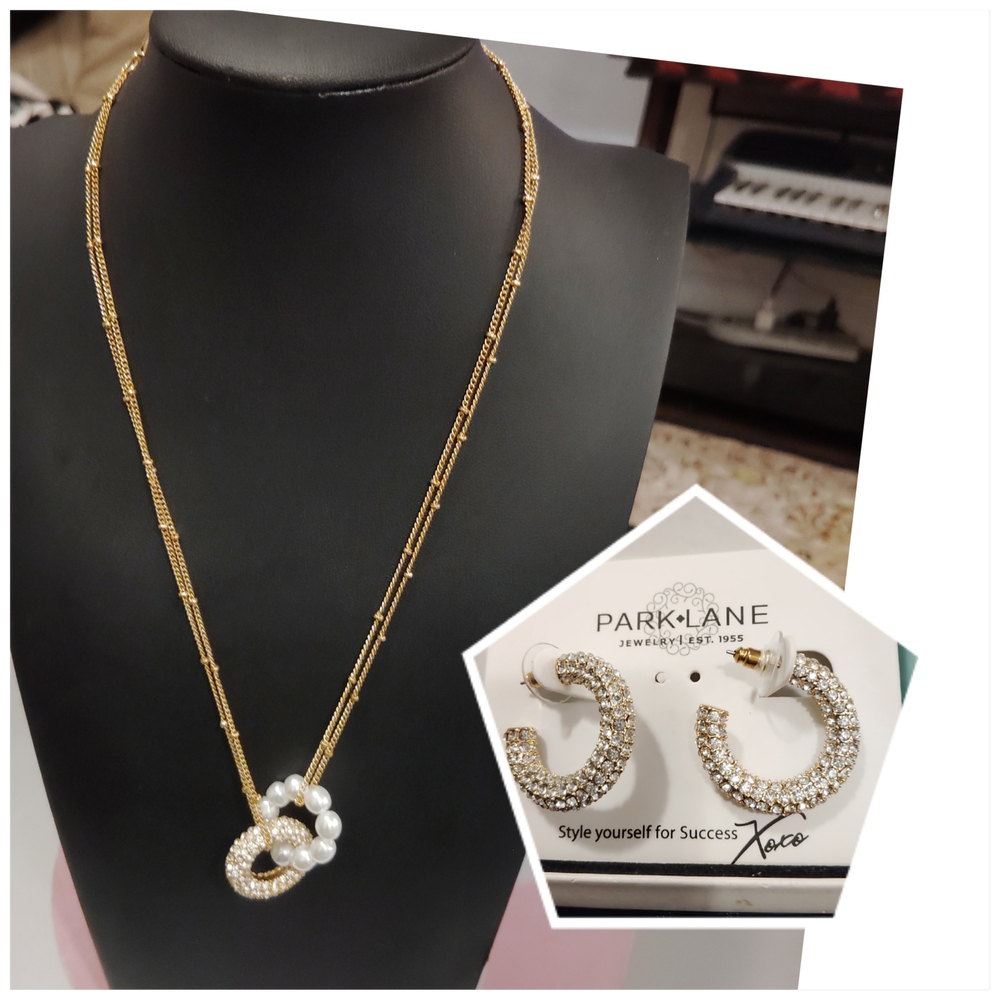 Park Lane Gold and Silver Necklace with Pearl Accents